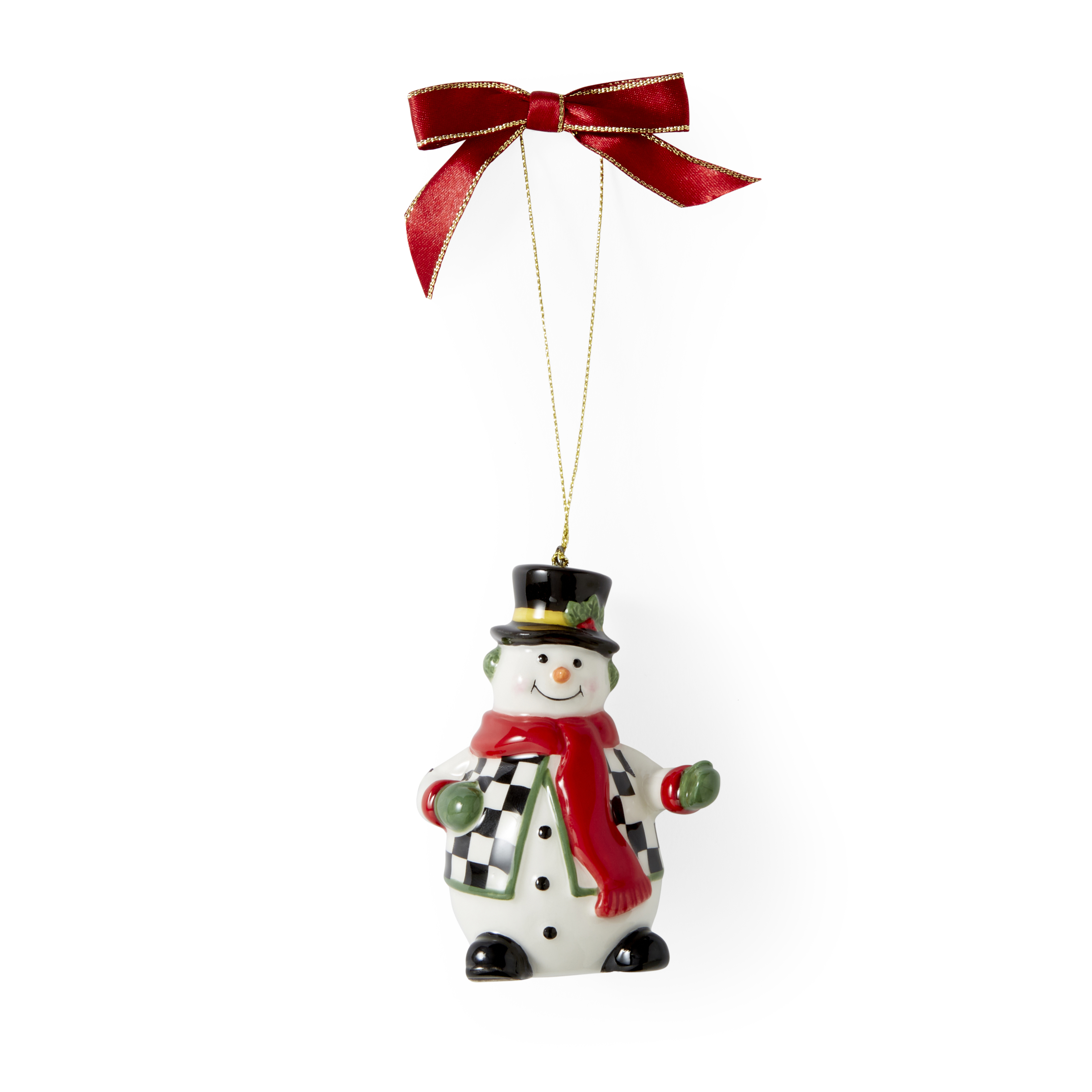 Christmas Tree Black and White Snowman Ornament image number null